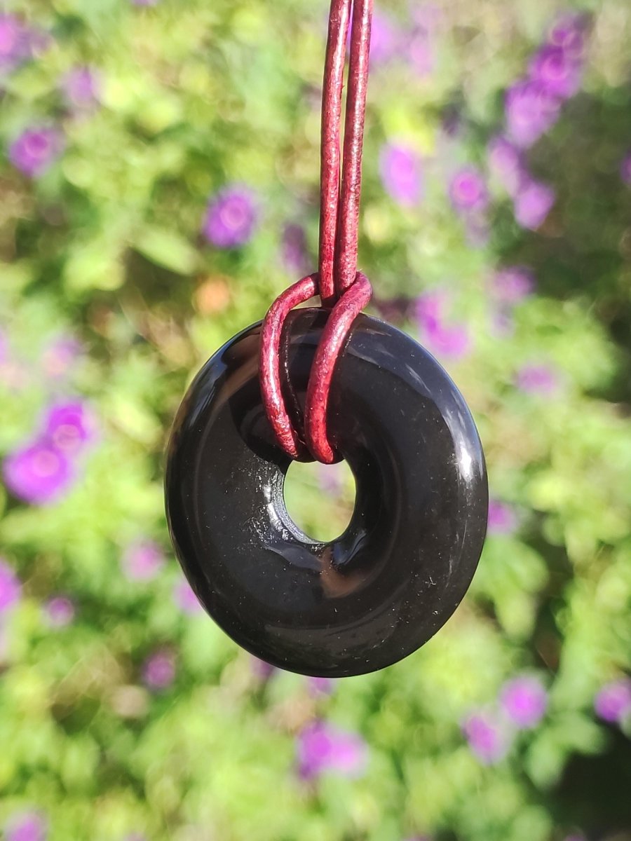 Achat black schwarz 30mm - Edelstein Donut Kette Mann Frau Vater Mutter Tochter Freund Heilstein Glück Schmuck Hippie Natur Rarität Geschenk - Art of Nature Berlin
