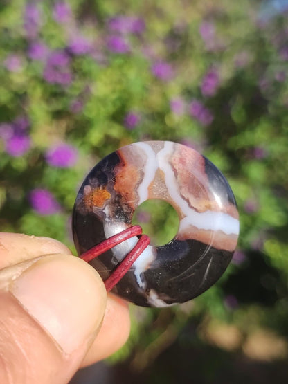 Achat black schwarz 30mm - Edelstein Donut Kette Mann Frau Vater Mutter Tochter Freund Heilstein Glück Schmuck Hippie Natur Rarität Geschenk - Art of Nature Berlin