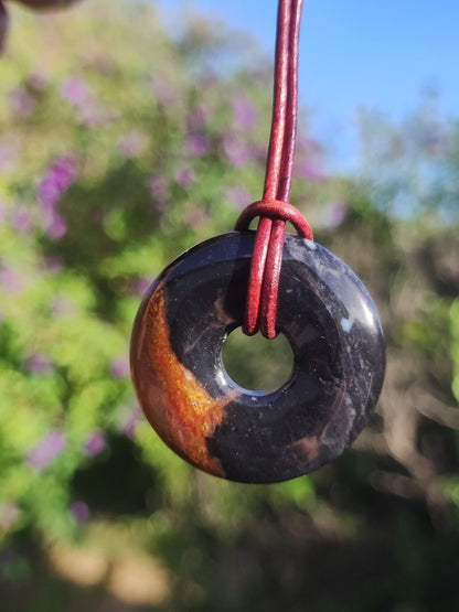 Achat black schwarz 30mm - Edelstein Donut Kette Mann Frau Vater Mutter Tochter Freund Heilstein Glück Schmuck Hippie Natur Rarität Geschenk - Art of Nature Berlin