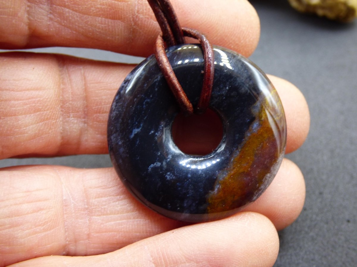 Achat black schwarz 30mm - Edelstein Donut Kette Mann Frau Vater Mutter Tochter Freund Heilstein Glück Schmuck Hippie Natur Rarität Geschenk - Art of Nature Berlin