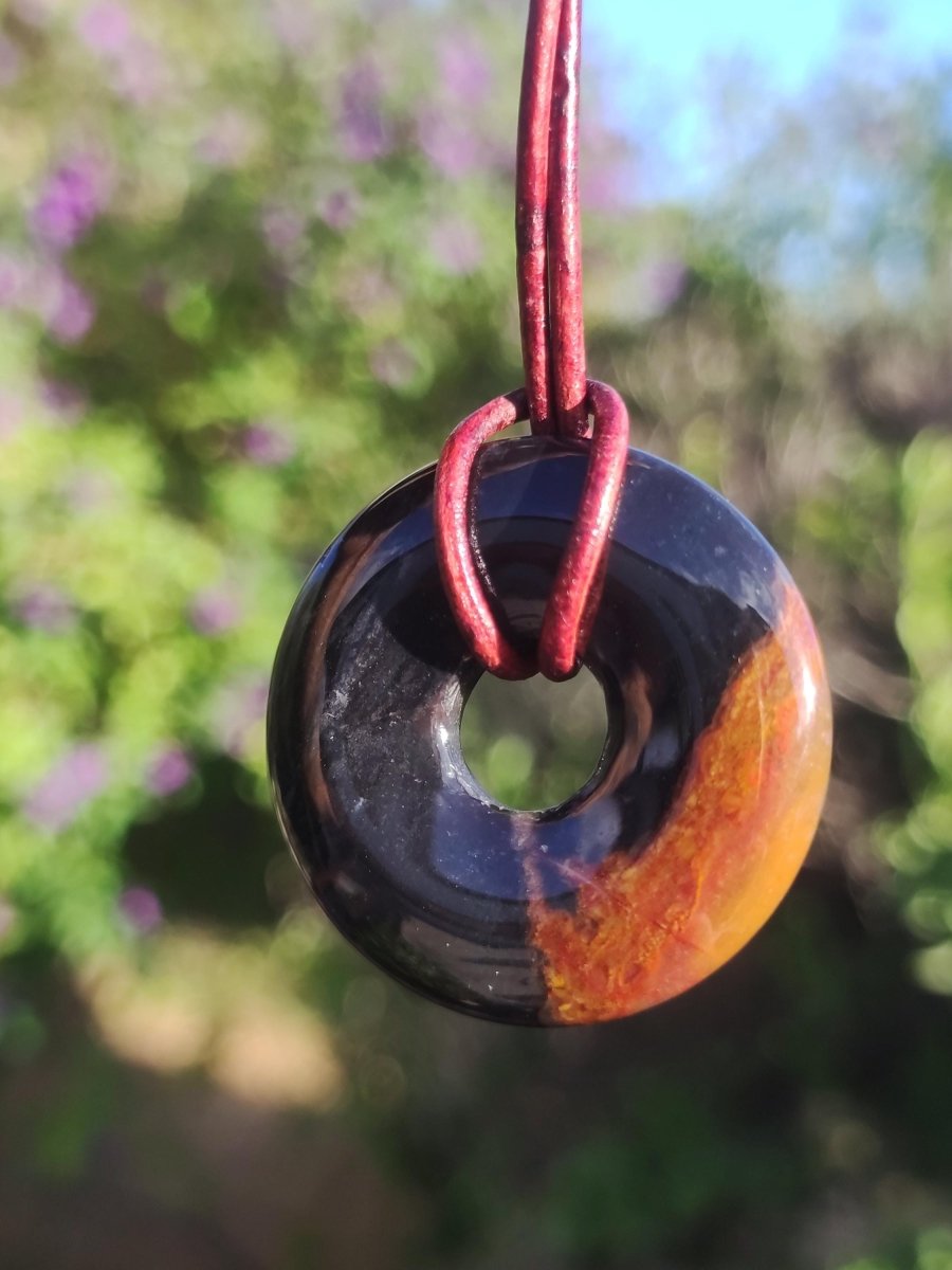 Achat black schwarz 30mm - Edelstein Donut Kette Mann Frau Vater Mutter Tochter Freund Heilstein Glück Schmuck Hippie Natur Rarität Geschenk - Art of Nature Berlin