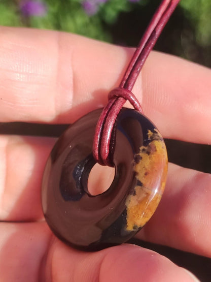 Achat black schwarz 30mm - Edelstein Donut Kette Mann Frau Vater Mutter Tochter Freund Heilstein Glück Schmuck Hippie Natur Rarität Geschenk - Art of Nature Berlin