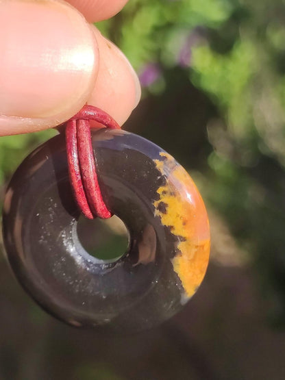 Achat black schwarz 30mm - Edelstein Donut Kette Mann Frau Vater Mutter Tochter Freund Heilstein Glück Schmuck Hippie Natur Rarität Geschenk - Art of Nature Berlin