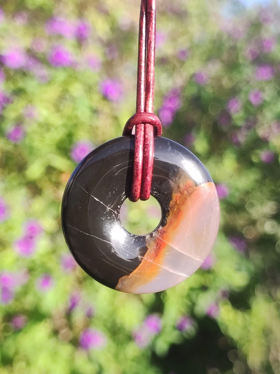 Achat black schwarz 30mm - Edelstein Donut Kette Mann Frau Vater Mutter Tochter Freund Heilstein Glück Schmuck Hippie Natur Rarität Geschenk - Art of Nature Berlin