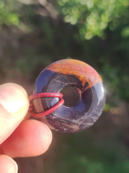 Achat black schwarz 30mm - Edelstein Donut Kette Mann Frau Vater Mutter Tochter Freund Heilstein Glück Schmuck Hippie Natur Rarität Geschenk - Art of Nature Berlin