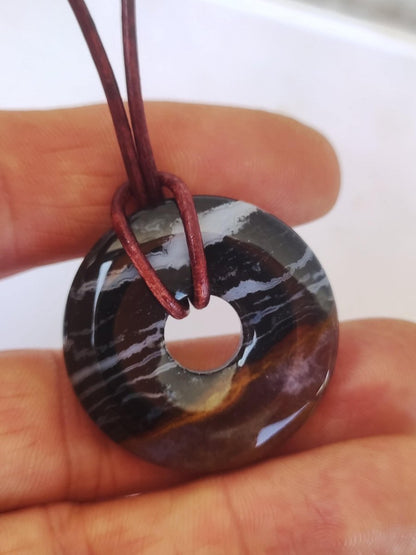 Achat black schwarz 30mm - Edelstein Donut Kette Mann Frau Vater Mutter Tochter Freund Heilstein Glück Schmuck Hippie Natur Rarität Geschenk - Art of Nature Berlin