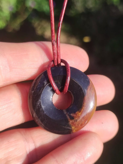 Achat black schwarz 30mm - Edelstein Donut Kette Mann Frau Vater Mutter Tochter Freund Heilstein Glück Schmuck Hippie Natur Rarität Geschenk - Art of Nature Berlin
