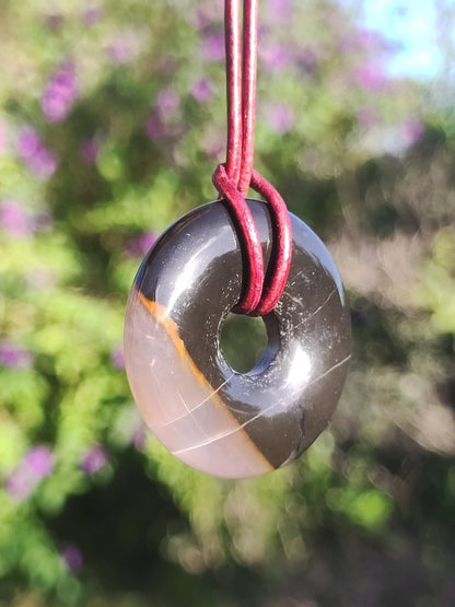 Achat black schwarz 30mm - Edelstein Donut Kette Mann Frau Vater Mutter Tochter Freund Heilstein Glück Schmuck Hippie Natur Rarität Geschenk - Art of Nature Berlin