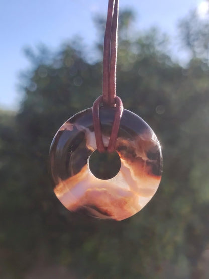 Achat black schwarz 30mm - Edelstein Donut Kette Mann Frau Vater Mutter Tochter Freund Heilstein Glück Schmuck Hippie Natur Rarität Geschenk - Art of Nature Berlin