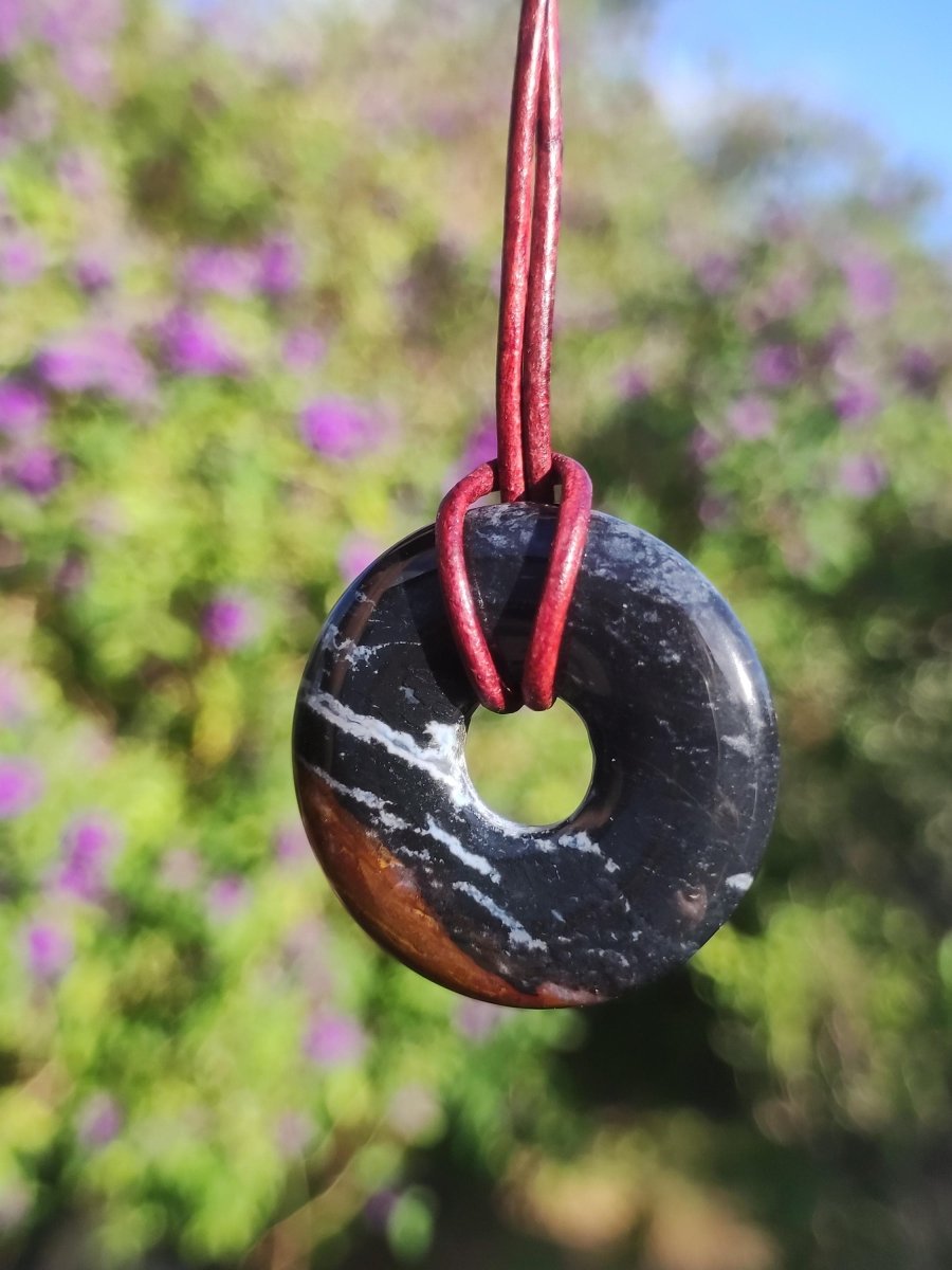 Achat black schwarz 30mm - Edelstein Donut Kette Mann Frau Vater Mutter Tochter Freund Heilstein Glück Schmuck Hippie Natur Rarität Geschenk - Art of Nature Berlin