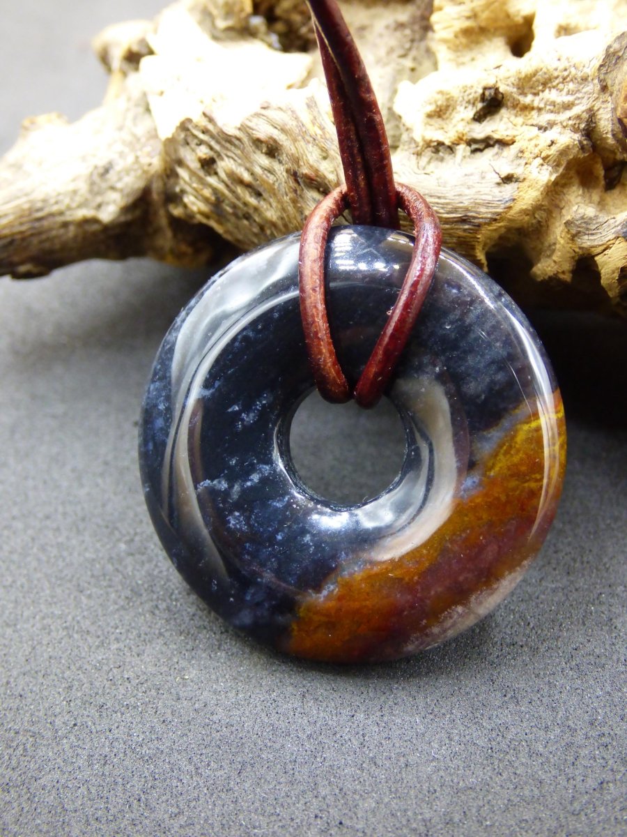 Achat black schwarz 30mm - Edelstein Donut Kette Mann Frau Vater Mutter Tochter Freund Heilstein Glück Schmuck Hippie Natur Rarität Geschenk - Art of Nature Berlin