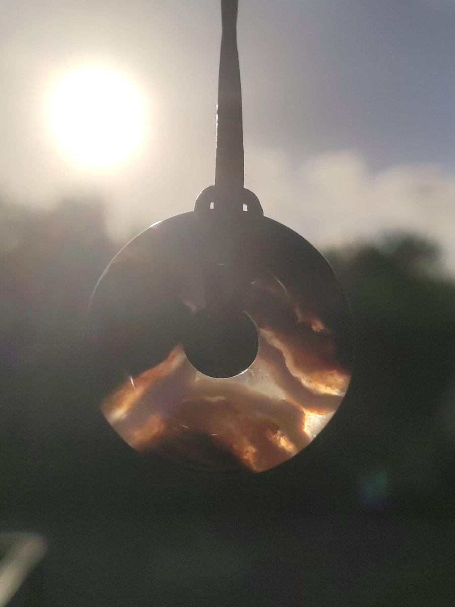 Achat black schwarz 30mm - Edelstein Donut Kette Mann Frau Vater Mutter Tochter Freund Heilstein Glück Schmuck Hippie Natur Rarität Geschenk - Art of Nature Berlin