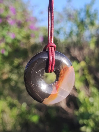 Achat black schwarz 30mm - Edelstein Donut Kette Mann Frau Vater Mutter Tochter Freund Heilstein Glück Schmuck Hippie Natur Rarität Geschenk - Art of Nature Berlin