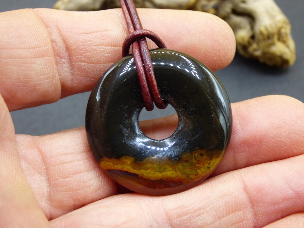 Achat black schwarz 30mm - Edelstein Donut Kette Mann Frau Vater Mutter Tochter Freund Heilstein Glück Schmuck Hippie Natur Rarität Geschenk - Art of Nature Berlin