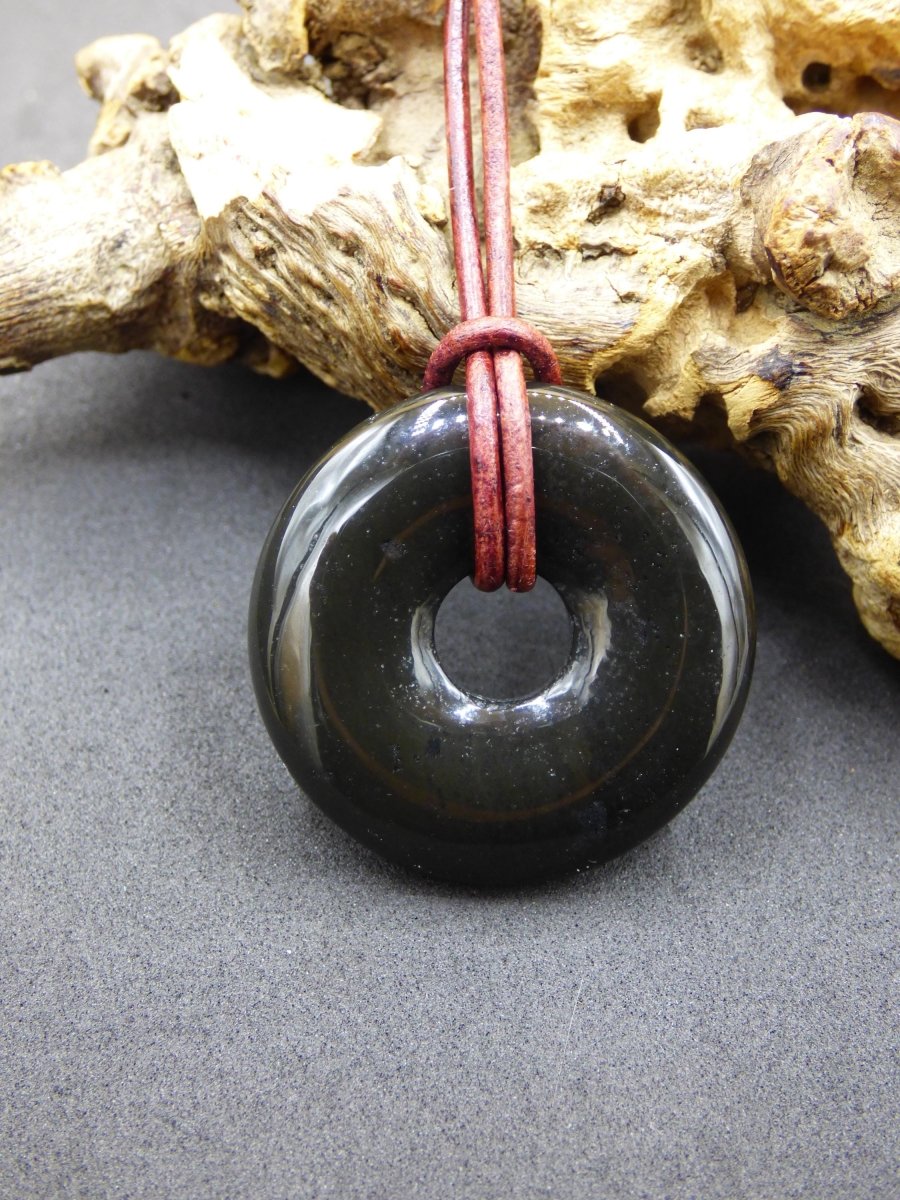 Achat black schwarz 30mm - Edelstein Donut Kette Mann Frau Vater Mutter Tochter Freund Heilstein Glück Schmuck Hippie Natur Rarität Geschenk - Art of Nature Berlin