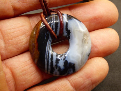 Achat black schwarz 30mm - Edelstein Donut Kette Mann Frau Vater Mutter Tochter Freund Heilstein Glück Schmuck Hippie Natur Rarität Geschenk - Art of Nature Berlin