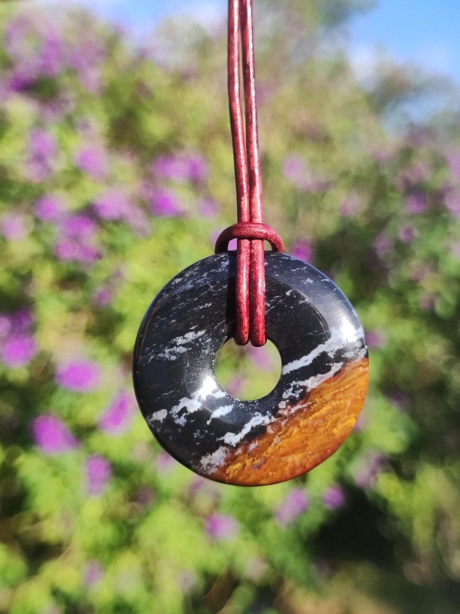 Achat black schwarz 30mm - Edelstein Donut Kette Mann Frau Vater Mutter Tochter Freund Heilstein Glück Schmuck Hippie Natur Rarität Geschenk - Art of Nature Berlin