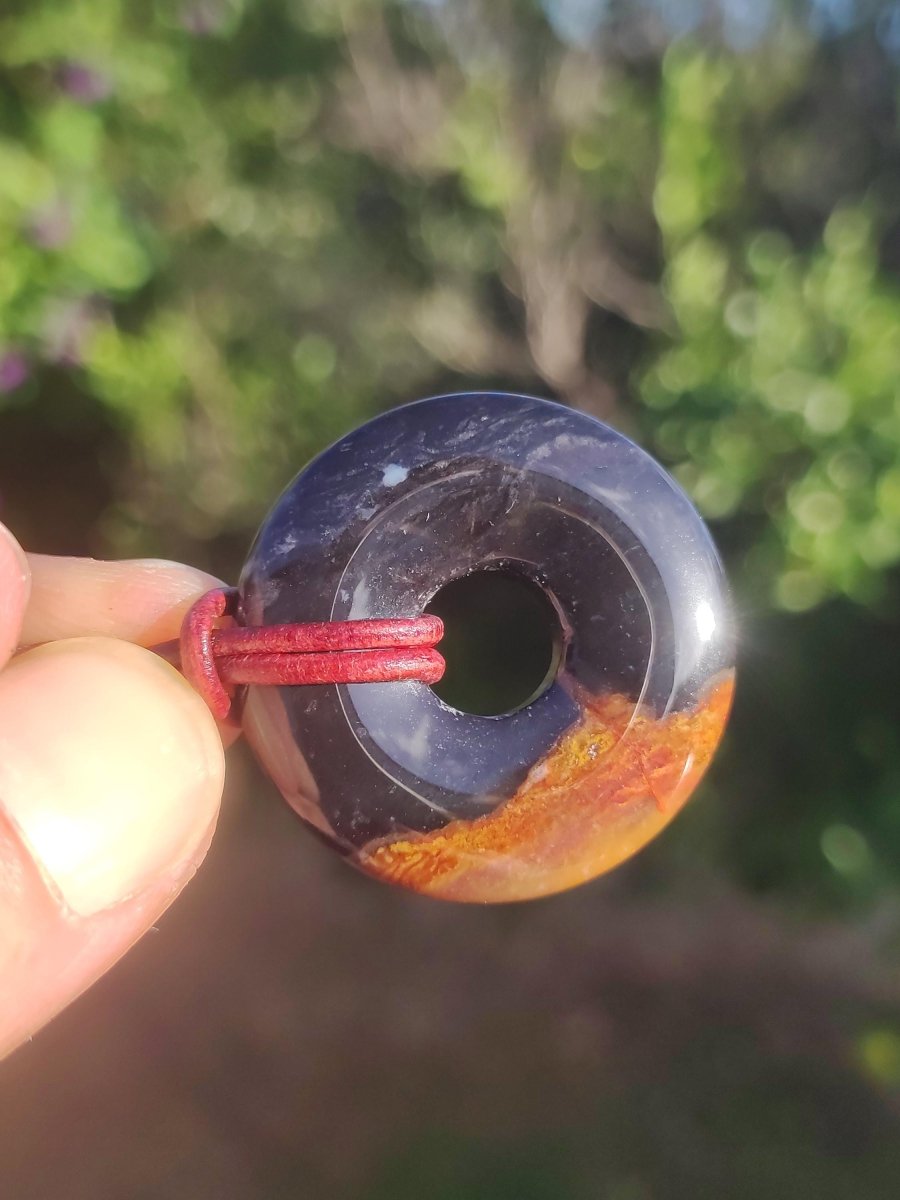 Achat black schwarz 30mm - Edelstein Donut Kette Mann Frau Vater Mutter Tochter Freund Heilstein Glück Schmuck Hippie Natur Rarität Geschenk - Art of Nature Berlin