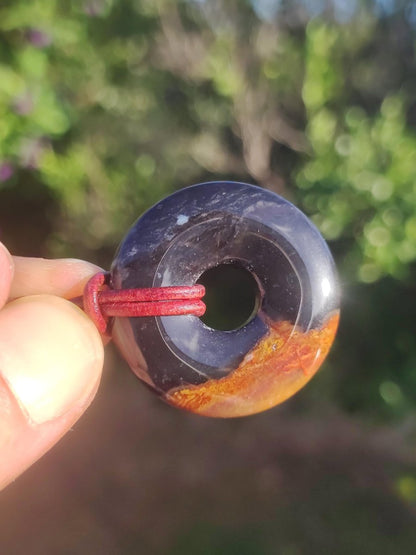 Achat black schwarz 30mm - Edelstein Donut Kette Mann Frau Vater Mutter Tochter Freund Heilstein Glück Schmuck Hippie Natur Rarität Geschenk - Art of Nature Berlin