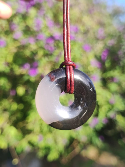 Achat black schwarz 30mm - Edelstein Donut Kette Mann Frau Vater Mutter Tochter Freund Heilstein Glück Schmuck Hippie Natur Rarität Geschenk - Art of Nature Berlin