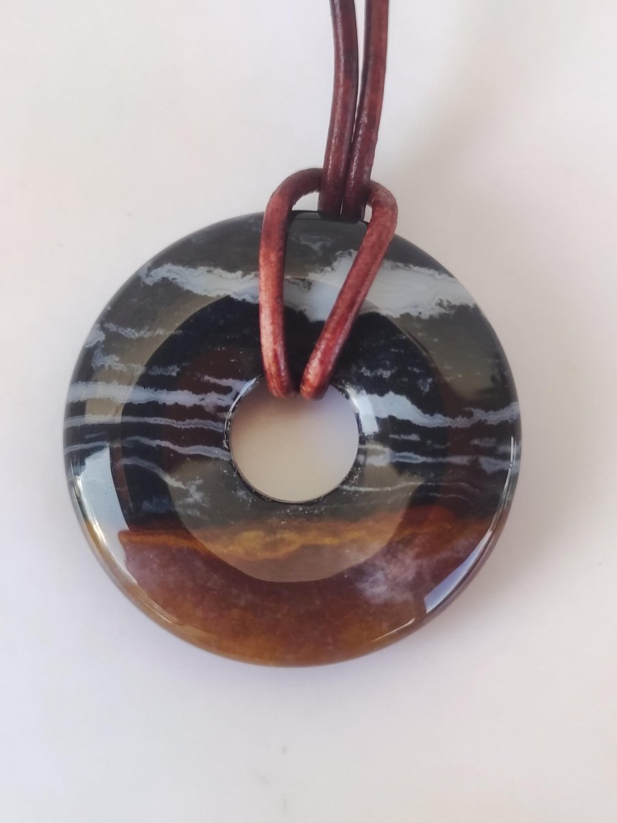 Achat black schwarz 30mm - Edelstein Donut Kette Mann Frau Vater Mutter Tochter Freund Heilstein Glück Schmuck Hippie Natur Rarität Geschenk - Art of Nature Berlin