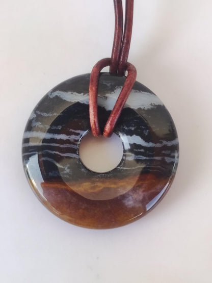 Achat black schwarz 30mm - Edelstein Donut Kette Mann Frau Vater Mutter Tochter Freund Heilstein Glück Schmuck Hippie Natur Rarität Geschenk - Art of Nature Berlin