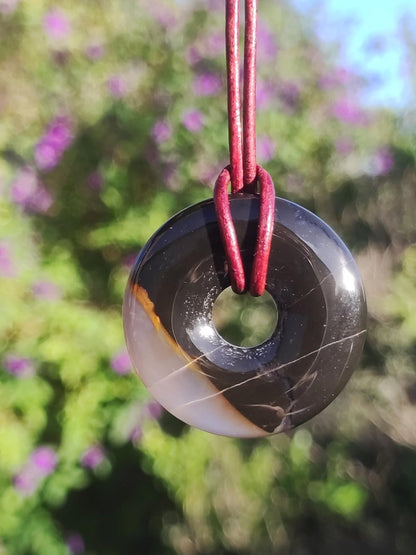 Achat black schwarz 30mm - Edelstein Donut Kette Mann Frau Vater Mutter Tochter Freund Heilstein Glück Schmuck Hippie Natur Rarität Geschenk - Art of Nature Berlin