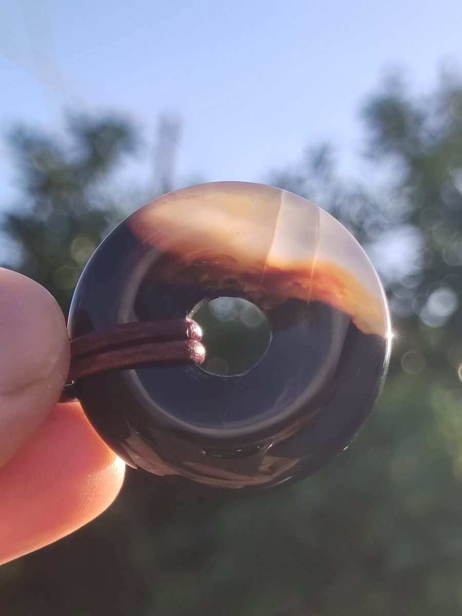 Achat black schwarz 30mm - Edelstein Donut Kette Mann Frau Vater Mutter Tochter Freund Heilstein Glück Schmuck Hippie Natur Rarität Geschenk - Art of Nature Berlin