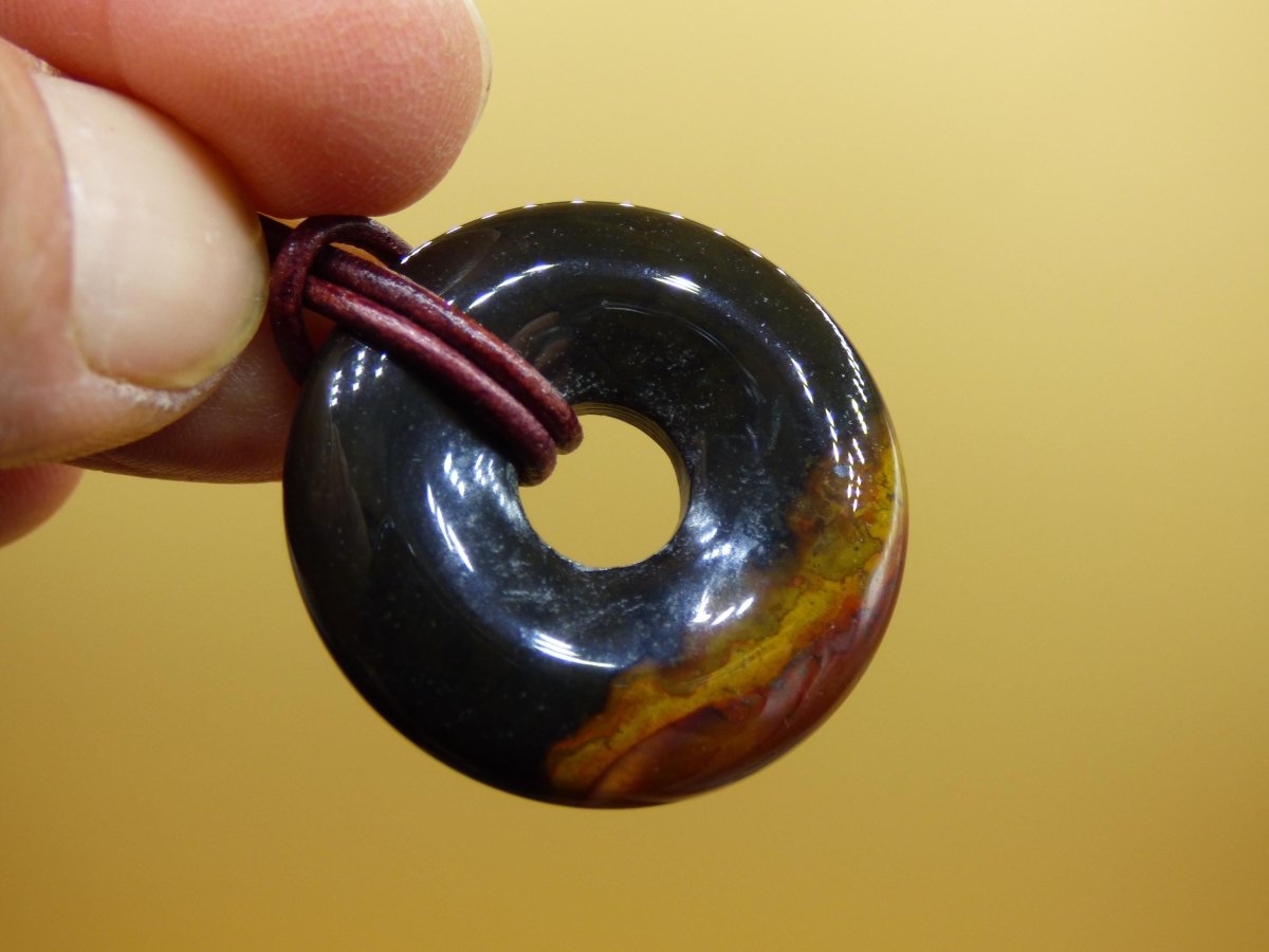 Achat black schwarz 30mm - Edelstein Donut Kette Mann Frau Vater Mutter Tochter Freund Heilstein Glück Schmuck Hippie Natur Rarität Geschenk - Art of Nature Berlin