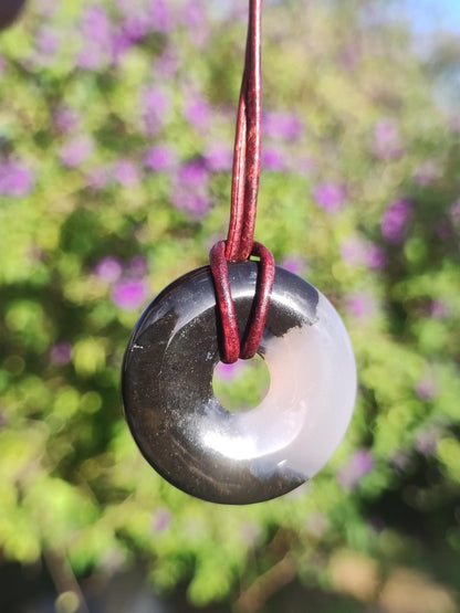 Achat black schwarz 30mm - Edelstein Donut Kette Mann Frau Vater Mutter Tochter Freund Heilstein Glück Schmuck Hippie Natur Rarität Geschenk - Art of Nature Berlin