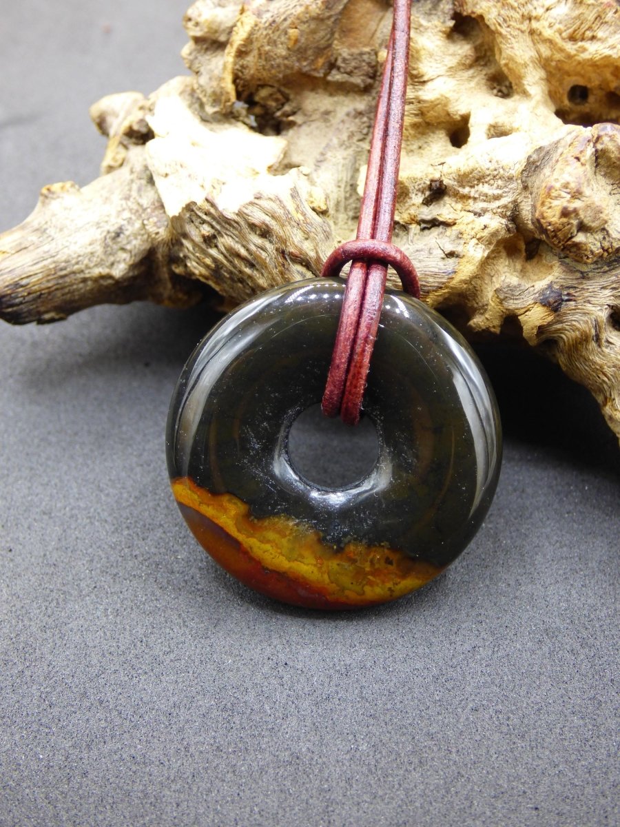 Achat black schwarz 30mm - Edelstein Donut Kette Mann Frau Vater Mutter Tochter Freund Heilstein Glück Schmuck Hippie Natur Rarität Geschenk - Art of Nature Berlin