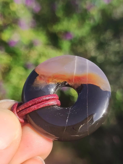 Achat black schwarz 30mm - Edelstein Donut Kette Mann Frau Vater Mutter Tochter Freund Heilstein Glück Schmuck Hippie Natur Rarität Geschenk - Art of Nature Berlin