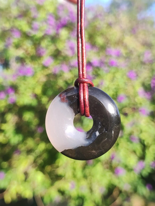 Achat black schwarz 30mm - Edelstein Donut Kette Mann Frau Vater Mutter Tochter Freund Heilstein Glück Schmuck Hippie Natur Rarität Geschenk - Art of Nature Berlin