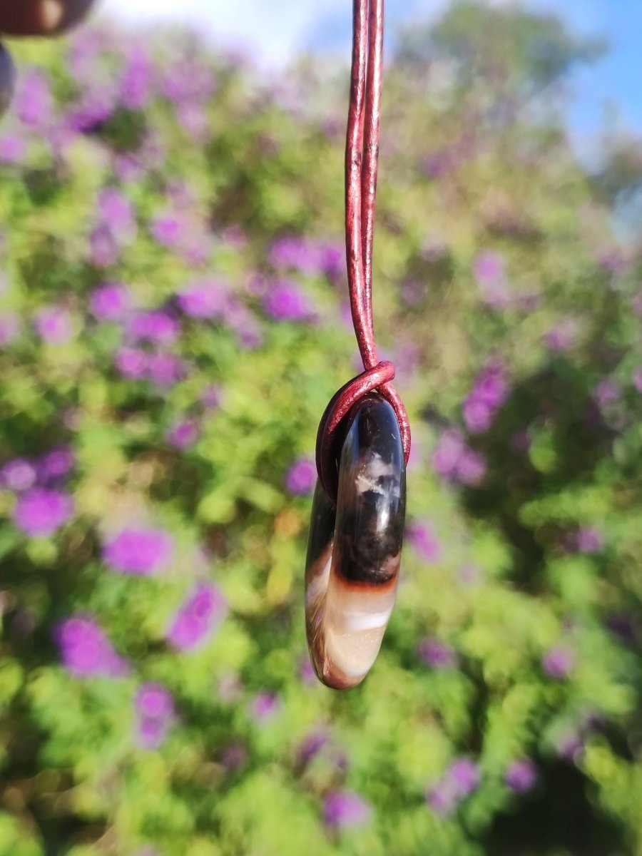 Achat black schwarz 30mm - Edelstein Donut Kette Mann Frau Vater Mutter Tochter Freund Heilstein Glück Schmuck Hippie Natur Rarität Geschenk - Art of Nature Berlin