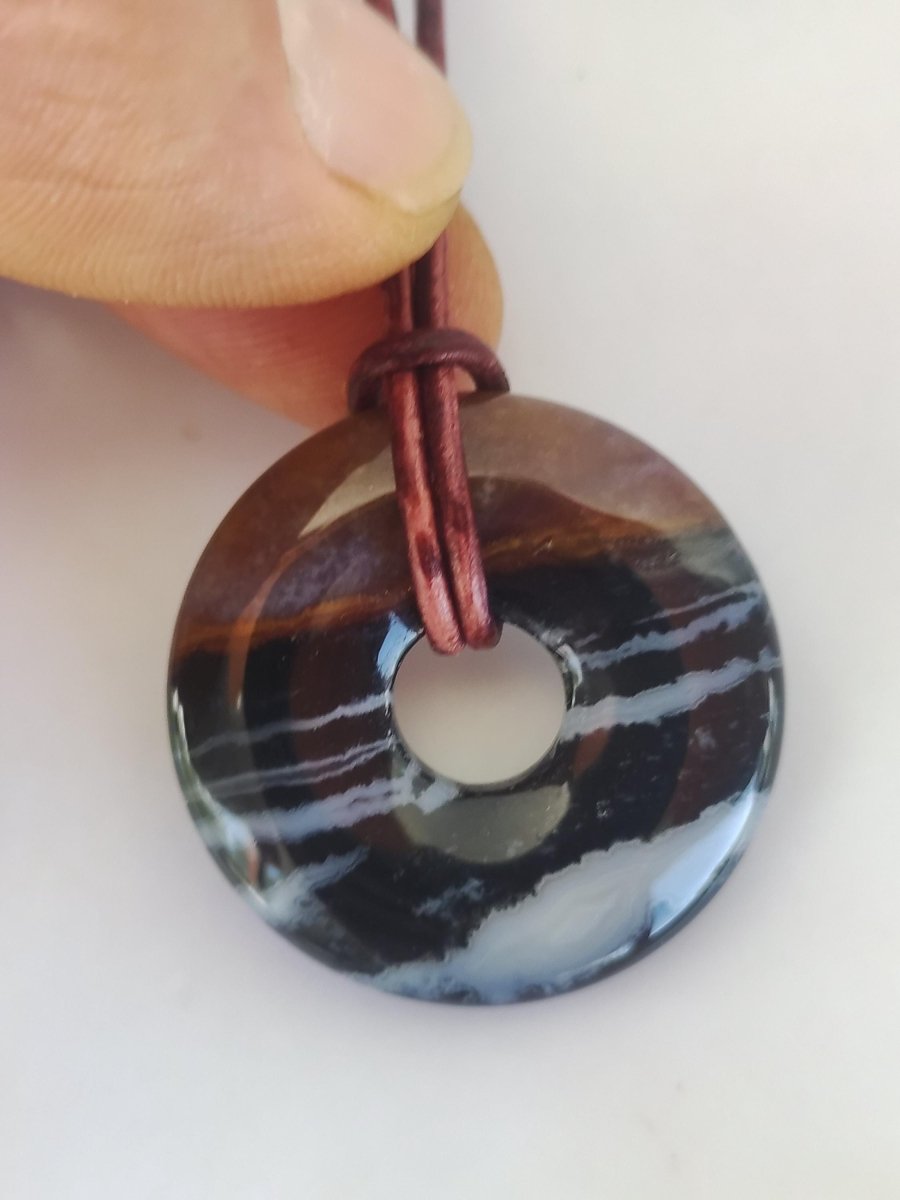 Achat black schwarz 30mm - Edelstein Donut Kette Mann Frau Vater Mutter Tochter Freund Heilstein Glück Schmuck Hippie Natur Rarität Geschenk - Art of Nature Berlin