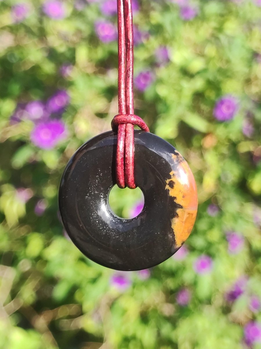 Achat black schwarz 30mm - Edelstein Donut Kette Mann Frau Vater Mutter Tochter Freund Heilstein Glück Schmuck Hippie Natur Rarität Geschenk - Art of Nature Berlin