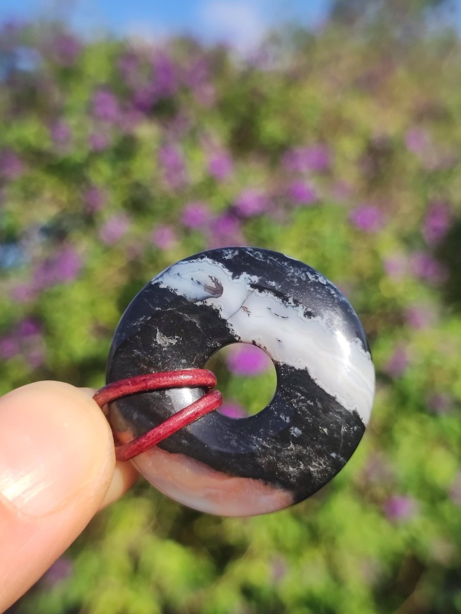 Achat black schwarz 30mm - Edelstein Donut Kette Mann Frau Vater Mutter Tochter Freund Heilstein Glück Schmuck Hippie Natur Rarität Geschenk - Art of Nature Berlin