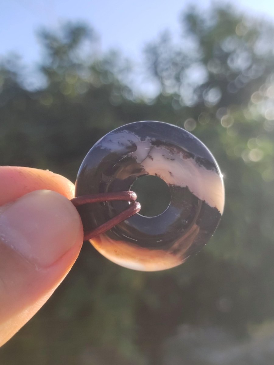 Achat black schwarz 30mm - Edelstein Donut Kette Mann Frau Vater Mutter Tochter Freund Heilstein Glück Schmuck Hippie Natur Rarität Geschenk - Art of Nature Berlin