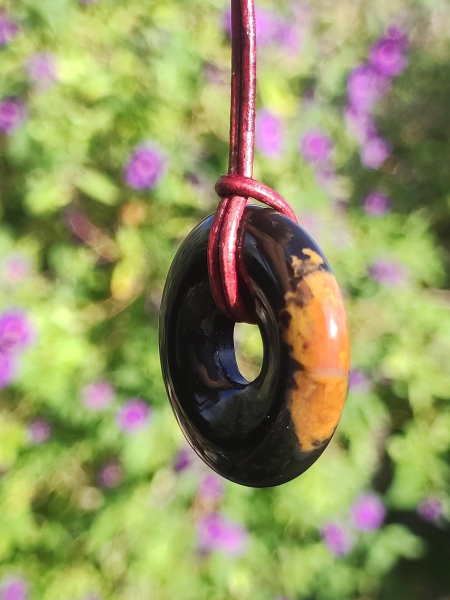 Achat black schwarz 30mm - Edelstein Donut Kette Mann Frau Vater Mutter Tochter Freund Heilstein Glück Schmuck Hippie Natur Rarität Geschenk - Art of Nature Berlin
