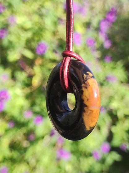 Achat black schwarz 30mm - Edelstein Donut Kette Mann Frau Vater Mutter Tochter Freund Heilstein Glück Schmuck Hippie Natur Rarität Geschenk - Art of Nature Berlin