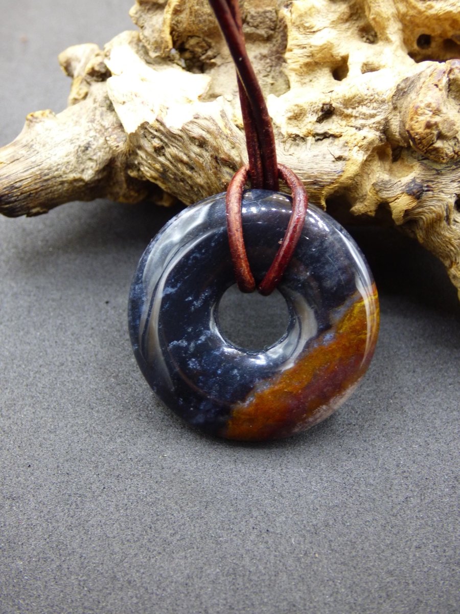 Achat black schwarz 30mm - Edelstein Donut Kette Mann Frau Vater Mutter Tochter Freund Heilstein Glück Schmuck Hippie Natur Rarität Geschenk - Art of Nature Berlin