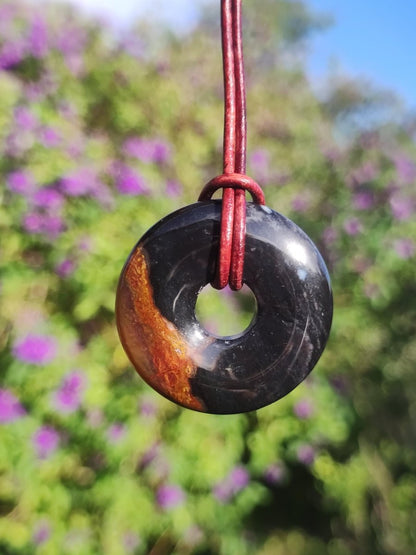 Achat black schwarz 30mm - Edelstein Donut Kette Mann Frau Vater Mutter Tochter Freund Heilstein Glück Schmuck Hippie Natur Rarität Geschenk - Art of Nature Berlin