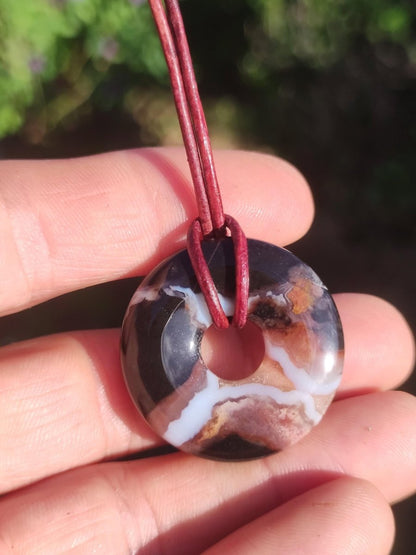 Achat black schwarz 30mm - Edelstein Donut Kette Mann Frau Vater Mutter Tochter Freund Heilstein Glück Schmuck Hippie Natur Rarität Geschenk - Art of Nature Berlin