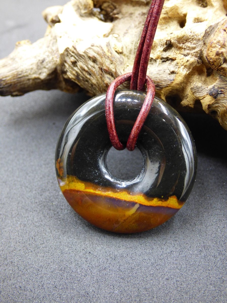 Achat black schwarz 30mm - Edelstein Donut Kette Mann Frau Vater Mutter Tochter Freund Heilstein Glück Schmuck Hippie Natur Rarität Geschenk - Art of Nature Berlin
