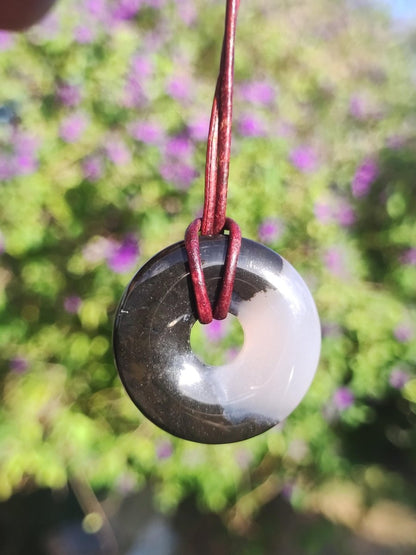 Achat black schwarz 30mm - Edelstein Donut Kette Mann Frau Vater Mutter Tochter Freund Heilstein Glück Schmuck Hippie Natur Rarität Geschenk - Art of Nature Berlin