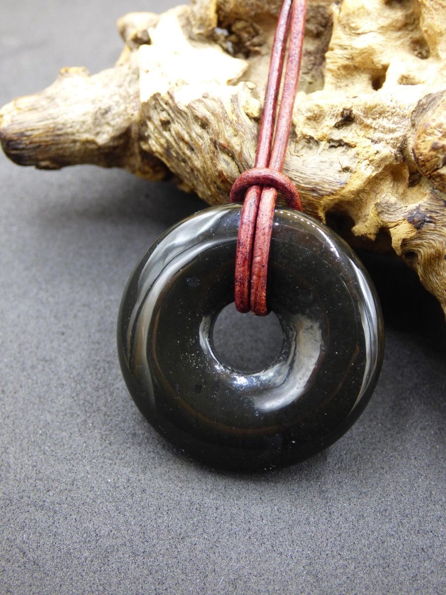 Achat black schwarz 30mm - Edelstein Donut Kette Mann Frau Vater Mutter Tochter Freund Heilstein Glück Schmuck Hippie Natur Rarität Geschenk - Art of Nature Berlin