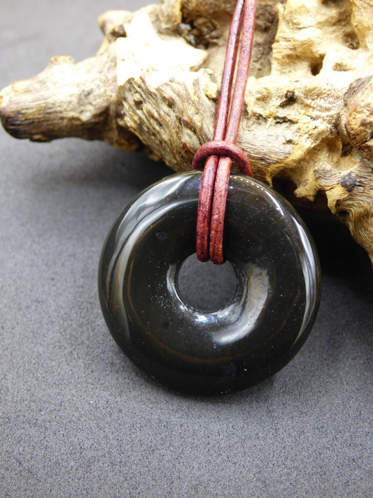 Achat black schwarz 30mm - Edelstein Donut Kette Mann Frau Vater Mutter Tochter Freund Heilstein Glück Schmuck Hippie Natur Rarität Geschenk - Art of Nature Berlin