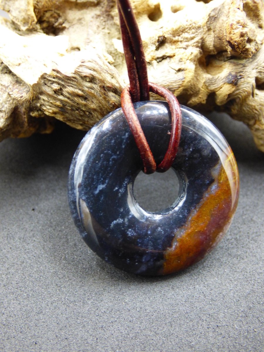 Achat black schwarz 30mm - Edelstein Donut Kette Mann Frau Vater Mutter Tochter Freund Heilstein Glück Schmuck Hippie Natur Rarität Geschenk - Art of Nature Berlin