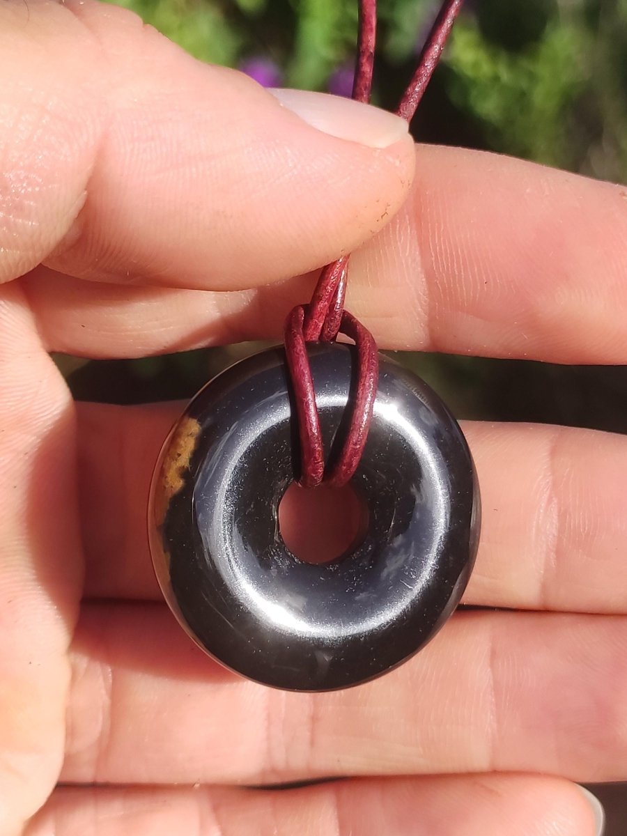 Achat black schwarz 30mm - Edelstein Donut Kette Mann Frau Vater Mutter Tochter Freund Heilstein Glück Schmuck Hippie Natur Rarität Geschenk - Art of Nature Berlin