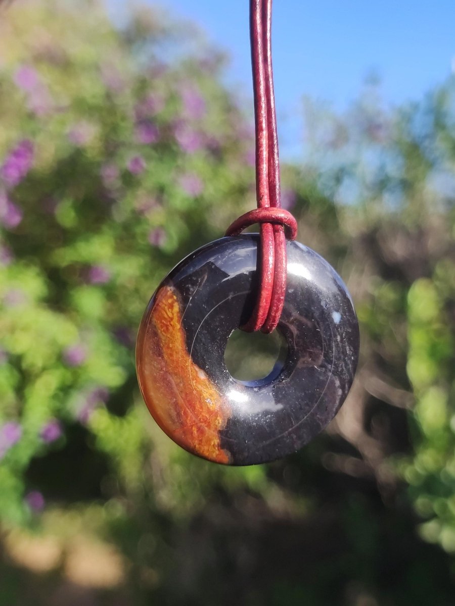 Achat black schwarz 30mm - Edelstein Donut Kette Mann Frau Vater Mutter Tochter Freund Heilstein Glück Schmuck Hippie Natur Rarität Geschenk - Art of Nature Berlin